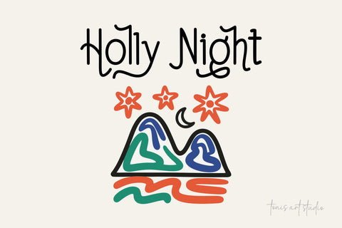 Aurora Night – Cute Celestial Handwritten Display Font Font TonisArtStudio 