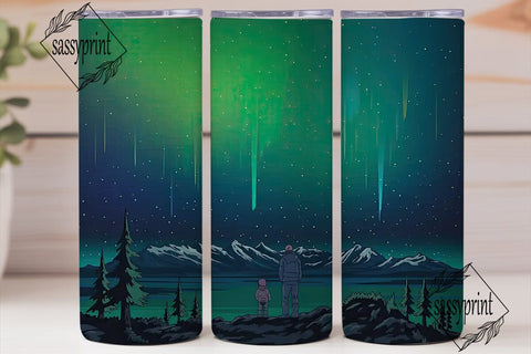 Aurora Night Mountain 20oz Tumbler Wrap Sublimation sassyprint 