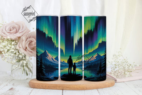 Aurora Night Mountain 20oz Tumbler Wrap Sublimation sassyprint 