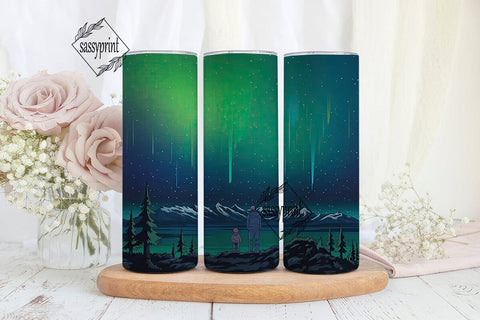 Aurora Night Mountain 20oz Tumbler Wrap Sublimation sassyprint 