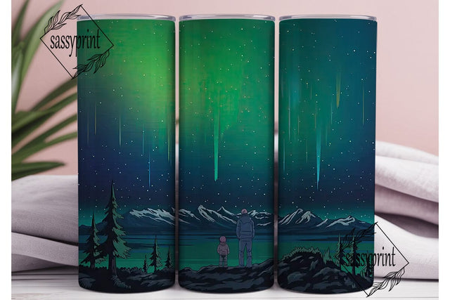Aurora Night Mountain 20oz Tumbler Wrap Sublimation sassyprint 