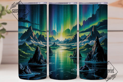 Aurora Night Sky Landscape 20oz Tumbler Sublimation sassyprint 