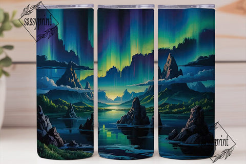 Aurora Night Sky Landscape 20oz Tumbler Sublimation sassyprint 