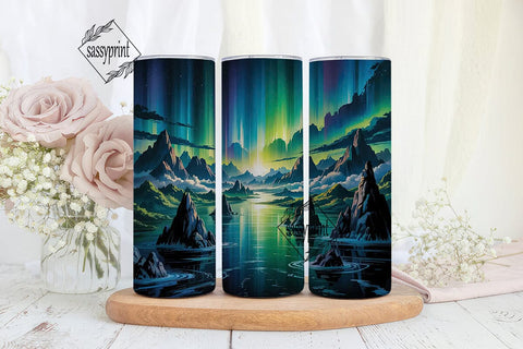 Aurora Night Sky Landscape 20oz Tumbler Sublimation sassyprint 