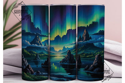 Aurora Night Sky Landscape 20oz Tumbler Sublimation sassyprint 