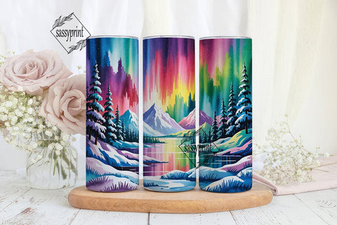 Aurora Northern Lights 20oz Tumbler Wrap Sublimation sassyprint 