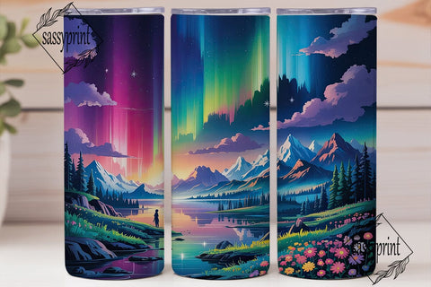 Aurora Northern Lights 20oz Tumbler Wrap Sublimation sassyprint 