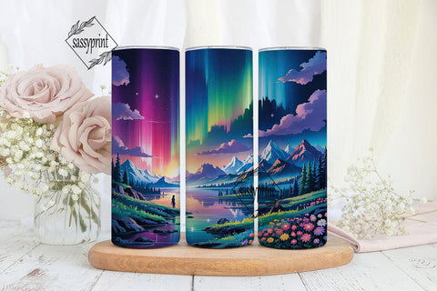 Aurora Northern Lights 20oz Tumbler Wrap Sublimation sassyprint 