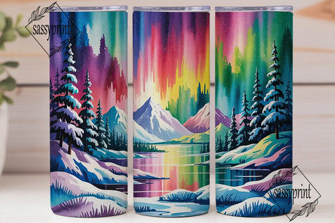 Aurora Northern Lights 20oz Tumbler Wrap Sublimation sassyprint 