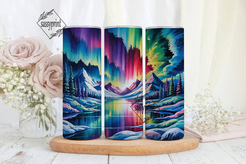 Aurora Northern Lights 20oz Tumbler Wrap Sublimation sassyprint 