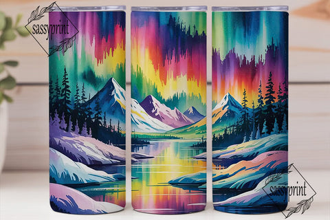 Aurora Northern Lights 20oz Tumbler Wrap Sublimation sassyprint 