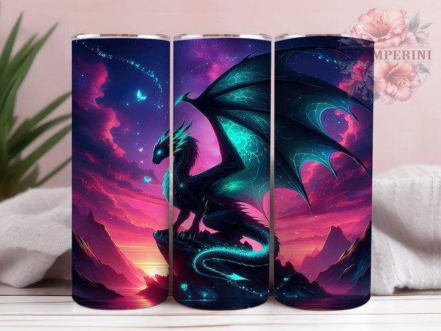 Aurora Northern Lights Dragon Tumbler, Aurora Dragon Wrap, Fantasy Dragon PNG, 20oz Sublimation Design, Mythical Creature Tumbler, Celestial Dragon Art, Vibrant Aurora Cup Sublimation Li Zamperini 
