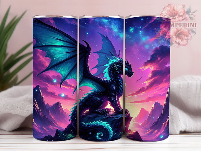 Aurora Northern Lights Dragon Tumbler, Aurora Dragon Wrap, Fantasy Dragon PNG, 20oz Sublimation Design, Mythical Creature Tumbler, Celestial Dragon Art, Vibrant Aurora Cup Sublimation Li Zamperini 