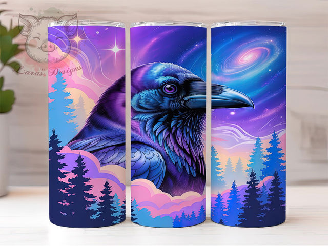 Aurora Northern Lights Raven Tumbler, Aurora Raven Pattern, Northern Lights Bird Design, 20Oz Sublimation Wrap, Mystic Raven Art, Aurora Sky Texture, Tumbler Sublimation Sublimation Lara' s Designs 