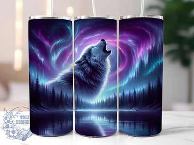 Aurora Wolf Northern Lights Tumbler, Aurora Borealis Wrap, 20oz Tumbler Sublimation, Mystical Forest Design, Glowing Night Sky Sublimation, Wild Spirit Tumbler, Arctic Howl Wrap Sublimation ToriDesigns 