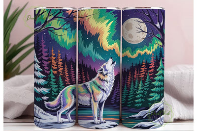 Aurora Wolf Winter Night 20oz Tumbler Sublimation PixelChick 