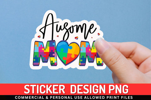 Ausome mom Sticker Design Sublimation Regulrcrative 