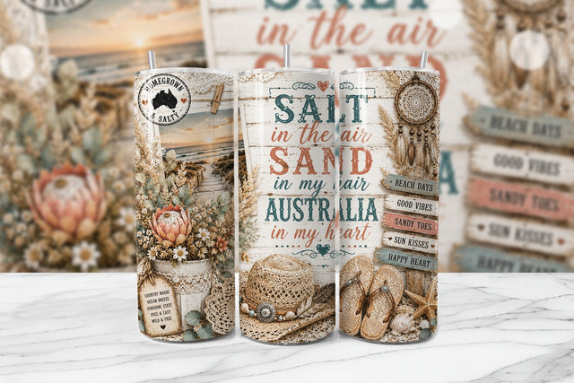 Aussie Coastal Salt Air Tumbler Wrap PNG Sublimation BijouBay 