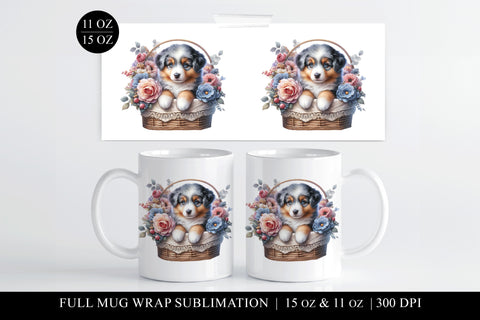 Aussie Shepherd Sublimation Mug Wrap for 11 & 15oz Mugs Sublimation BijouBay 
