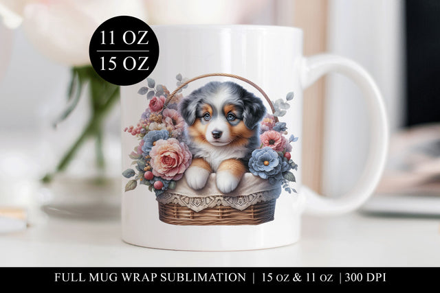 Aussie Shepherd Sublimation Mug Wrap for 11 & 15oz Mugs Sublimation BijouBay 