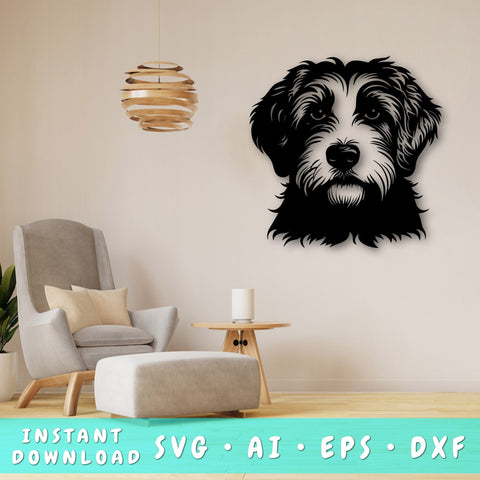 Aussiedoodle Laser SVG Cut File, Aussiedoodle Glowforge File, Aussiedoodle DXF, Aussiedoodle Wall Art SVG SVG HappyDesignStudio 