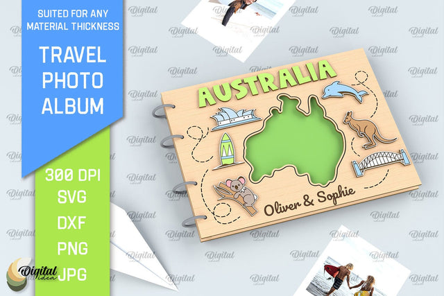 Australia Travel Photo Album Laser Cut. Memory Book SVG SVG Evgenyia Guschina 