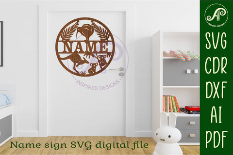 Australian and New Zealand name sign svg laser cut template SVG APInspireddesigns 