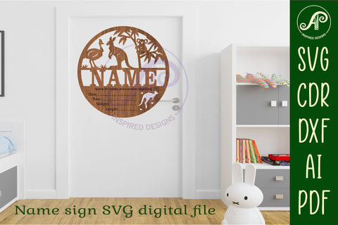 Australian animals Newborn Baby stats, Birth plaque, name SVG APInspireddesigns 