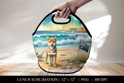Australian Beach Dingo Lunch Bag Sublimation PNG Sublimation BijouBay 