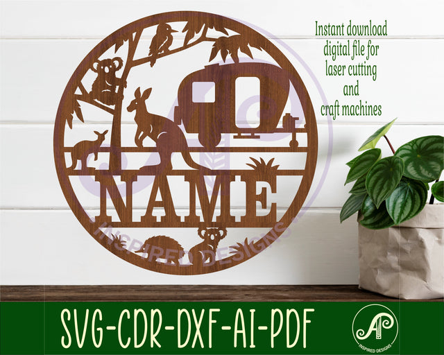 Australian caravan name sign svg laser cut template SVG APInspireddesigns 