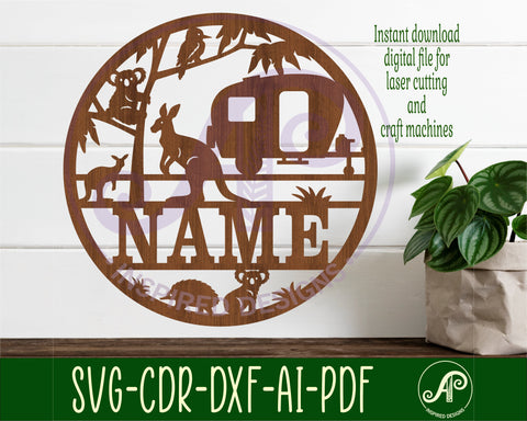 Australian caravan name sign svg laser cut template SVG APInspireddesigns 