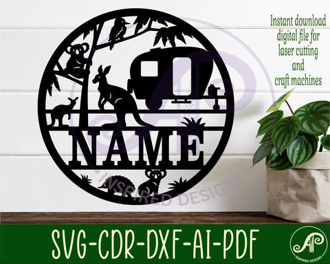 Australian caravan name sign svg laser cut template SVG APInspireddesigns 