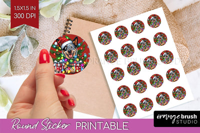 Australian Cattle Christmas Dog Printable Stickers Sublimation OrangeBrushStudio 