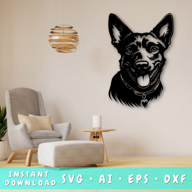 Australian Cattle Dog Laser SVG Cut File, Australian Cattle Dog Glowforge File, Australian Cattle Dog DXF, Australian Cattle Dog Wall Art SVG SVG HappyDesignStudio 