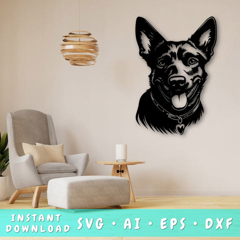Australian Cattle Dog Laser SVG Cut File, Australian Cattle Dog Glowforge File, Australian Cattle Dog DXF, Australian Cattle Dog Wall Art SVG SVG HappyDesignStudio 