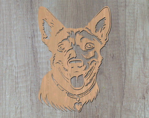 Australian Cattle Dog Laser SVG Cut File, Australian Cattle Dog Glowforge File, Australian Cattle Dog DXF, Australian Cattle Dog Wall Art SVG SVG HappyDesignStudio 