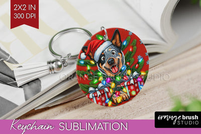 Australian Cattle Funny Christmas Dog Keychain PNG Sublimation OrangeBrushStudio 