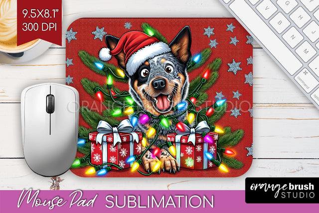 Australian Cattle Funny Christmas Dog Mouse Pad PNG Sublimation OrangeBrushStudio 
