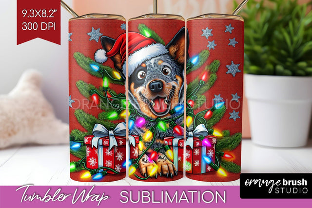Australian Cattle Funny Christmas Dog Tumbler Wrap Sublimation OrangeBrushStudio 