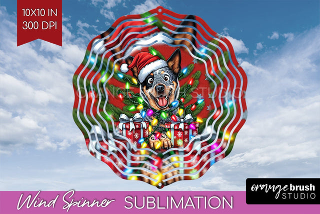 Australian Cattle Funny Christmas Dog Wind Spinner Sublimation OrangeBrushStudio 