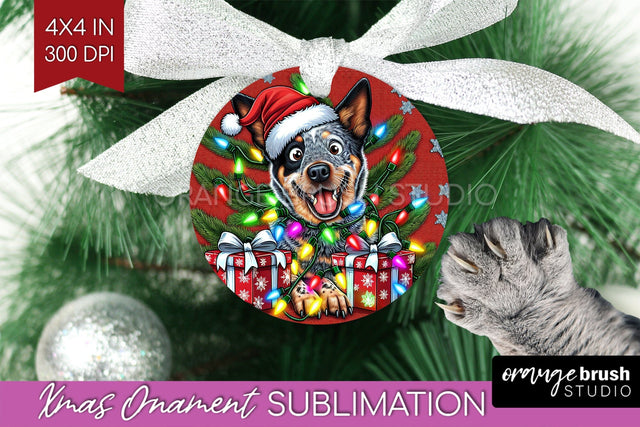 Australian Cattle Funny Dog Christmas Ornament PNG Sublimation OrangeBrushStudio 