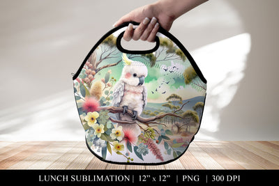 Australian Cockatoo Lunch Bag Sublimation PNG Sublimation BijouBay 