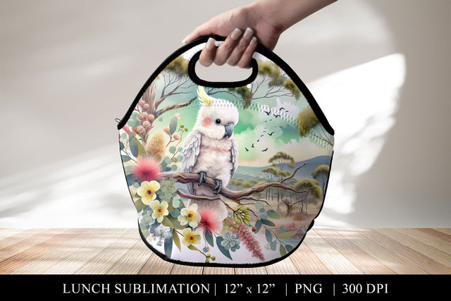Australian Cockatoo Lunch Bag Sublimation PNG Sublimation BijouBay 