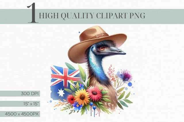 Australian Emu Clipart, Outback Animal Digital Download Sublimation BijouBay 