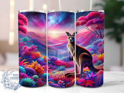 Australian Kangaroo Floral Tumbler, Australian Wildlife, Floral Art, Nature Inspired, Tumbler Wrap, Sublimation Design, 20oz Tumbler, Outback Artwork Sublimation ToriDesigns 