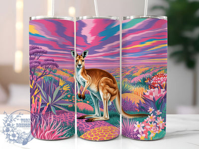 Australian Kangaroo Floral Tumbler, Australian Wildlife, Floral Art, Nature Inspired, Tumbler Wrap, Sublimation Design, 20oz Tumbler, Outback Artwork Sublimation ToriDesigns 