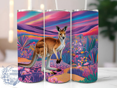 Australian Kangaroo Floral Tumbler, Australian Wildlife, Floral Art, Nature Inspired, Tumbler Wrap, Sublimation Design, 20oz Tumbler, Outback Artwork Sublimation ToriDesigns 