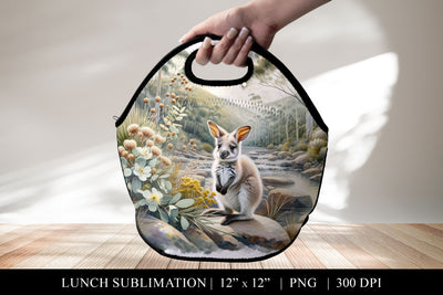 Australian Kangaroo Lunch Bag Sublimation PNG Sublimation BijouBay 