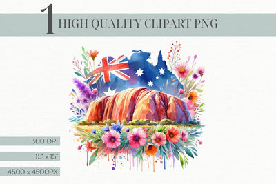 Australian Landmark Watercolor Clipart, Uluru Art Sublimation BijouBay 