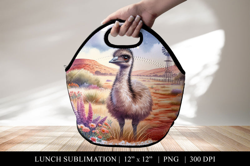 Australian Outback Emu Lunch Bag Sublimation PNG Sublimation BijouBay 